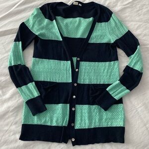 Navy/mint anthropologie long cardigan